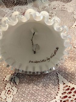 Hand-Painted Milk Glass Ruffled Edge Plate