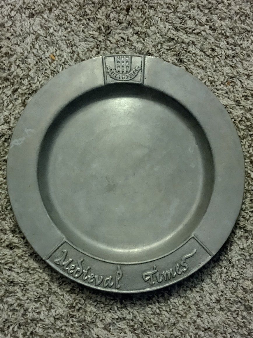 Authentic Pewter Dinner Plate From Medieval Times Restaurant 