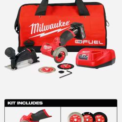 Milwaukee M12 FUEL 12V 3 in. Lithium-Ion Brushless Cordless Cut Off Saw Kit with One 4.0 Ah Battery Charger and Bag