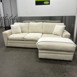 Beige Sofa Sectional, Feather Filled 
