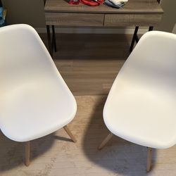 Modern White Dining Chairs (Set of 2) – Like New