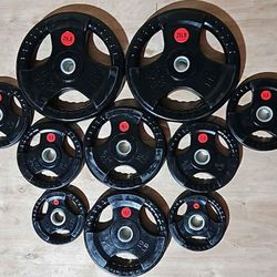 95 lbs 1" standard cast iron weight plates rubber coated set