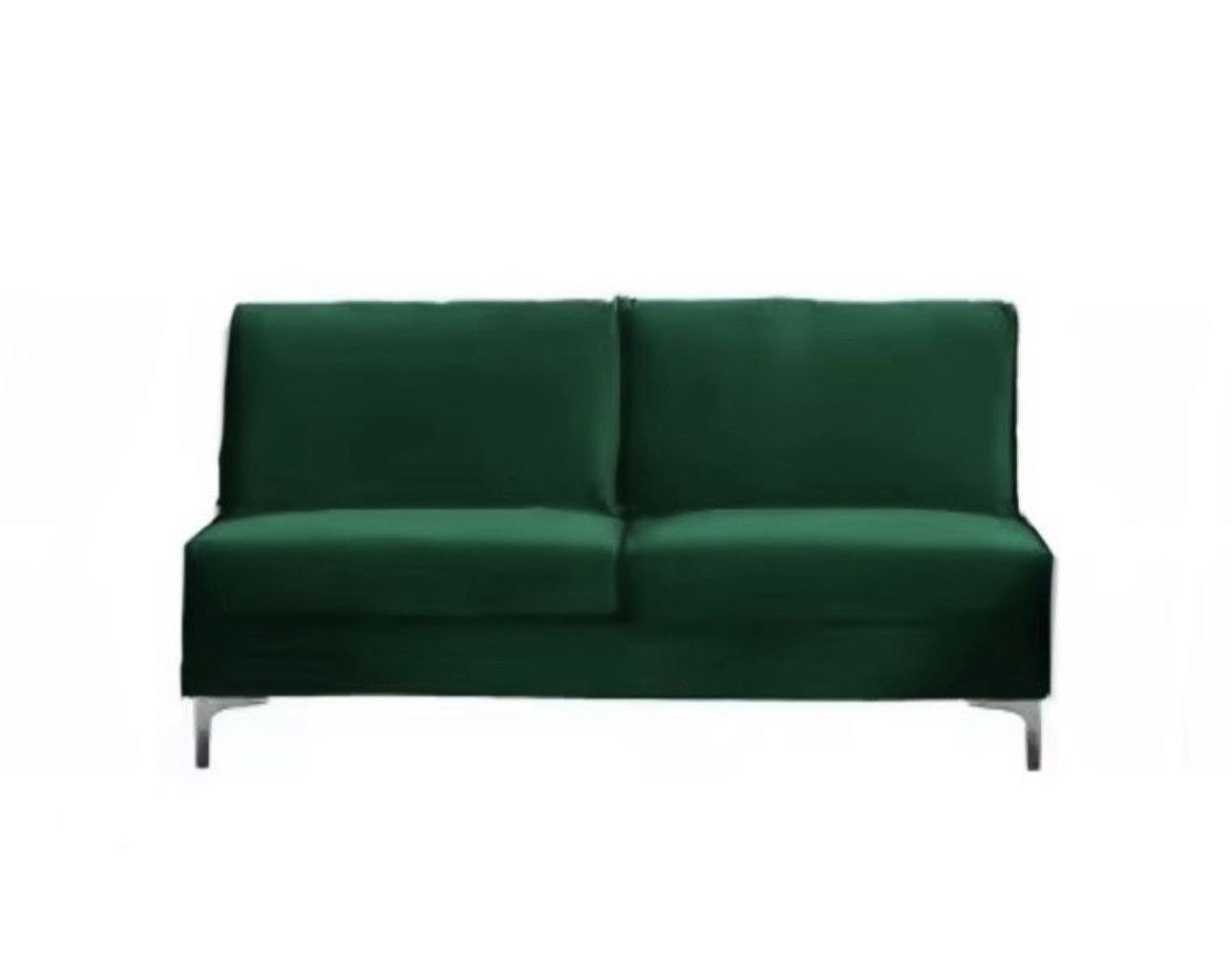 New Modern Green Velvet 60” Sofa With Chrome Legs