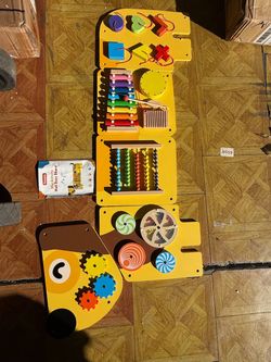 Kids Wooden Dog Activity Wall Busy Board