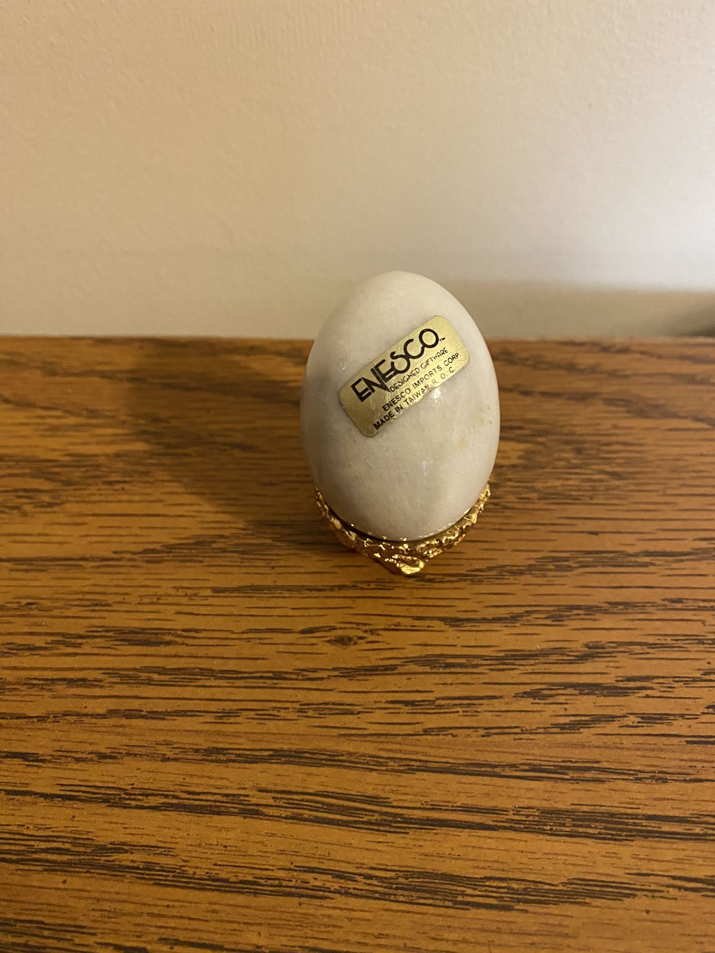 Vintage Enesco Marble Miniature Egg With Stand