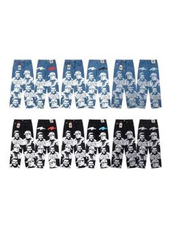 Graphic Print Wide Leg Jeans