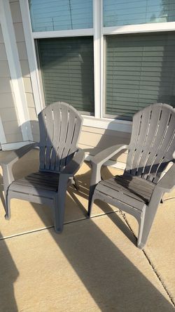 Gray Plastic Adirondack Chairs – Set of 2