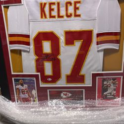 Travis Kelce Autographed Jersey And One Picture 