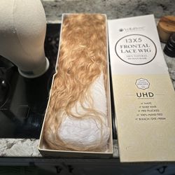 New 13 x 5 Frontal Lace wig-Long Wavy Blonde, 100% Remy Human Virgin Hair, Bleach/Dye/Perm