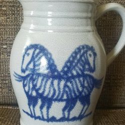 Prestige Place Vintage Stoneware Zebra Jug Museum Of  American  Folkart 