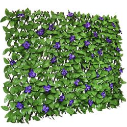 Sumery Expandable Fence Privacy Screen for Balcony Patio Outdoor,Decorative Faux Ivy Fencing Panel,Artificial Hedges (Single Sided Leaves) (1, Purple 