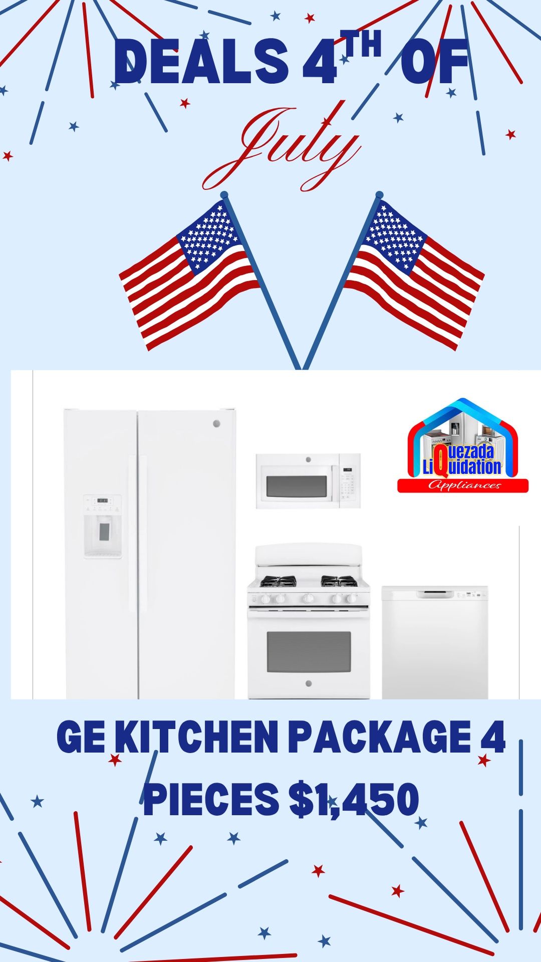 Kitchen Package GE 4 Pieces/ Refrigerator Side by Side, Stove, Dishwasher & Microwave over the range