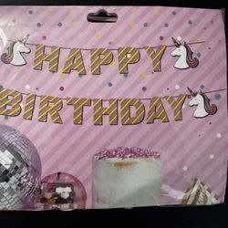 Unicorn Birthday Banner NEW