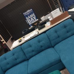*Ad Special*---Biscayne Jazzy Blue Fabric Sectional Sofa W/Ottoman---Now $899---Delivery And Easy Financing Available 