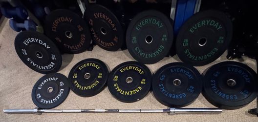 Everyday Essentials Bumper Plate Set with Barbell