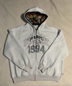 Supreme MM6 Maison Margiela Zip Up Hooded Sweatshirt Ash Grey Size XL