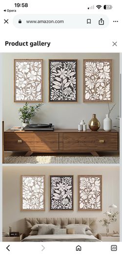 HLNIUC Black Brown Botanical Flower Wall Art Framed, Neutral Minimalist Wildflower Wall Decor set of 3