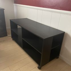 Rolling TV Stand With Shelves