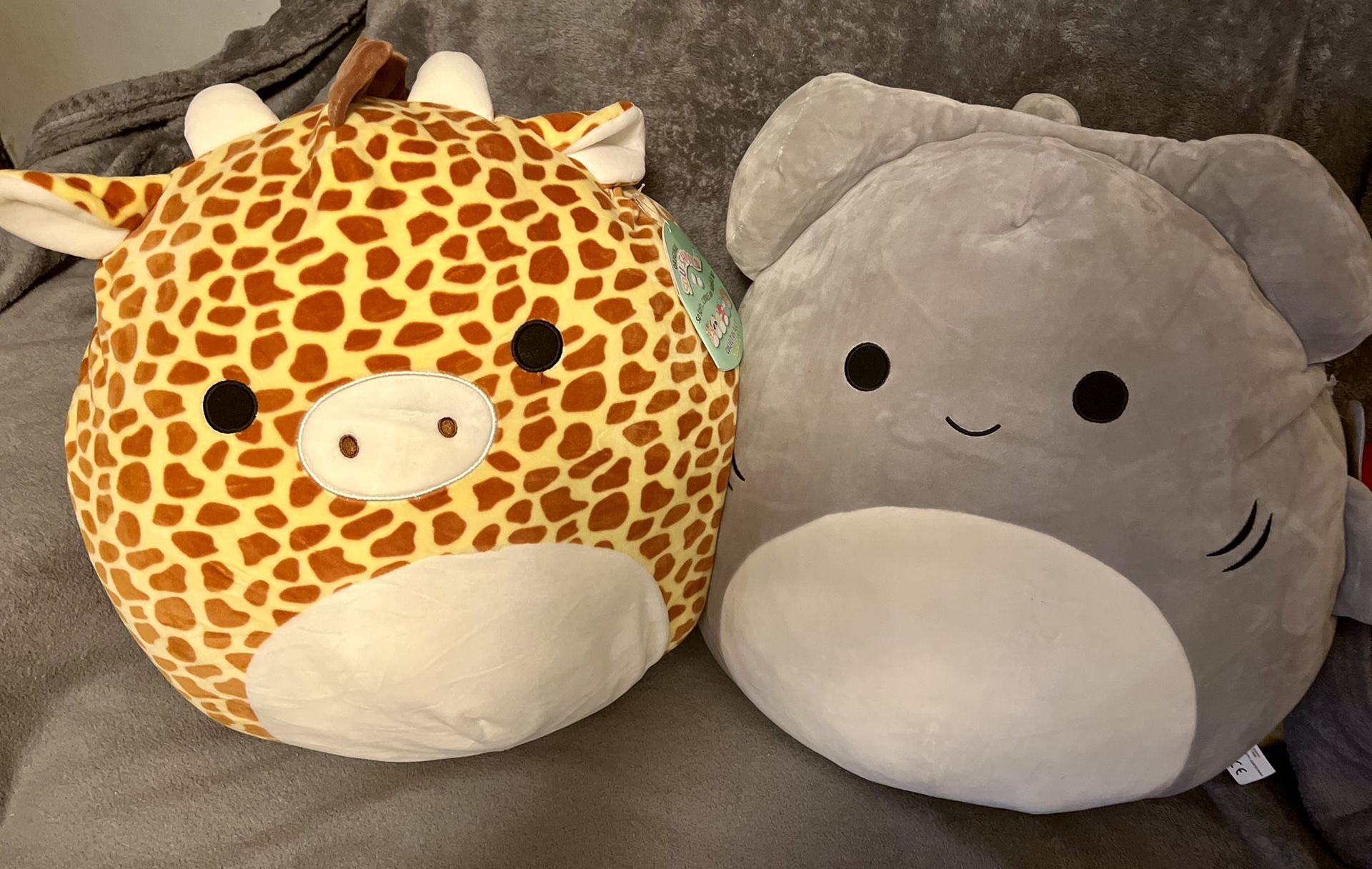 16” Giraffe And 16” Elephant Squishmallow