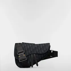 Black Dior Oblique Jacquard Saddle Bag