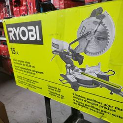RYOBI CORDED 15 AMP 10"in SLIDING MITER SAW NEW has Dent
