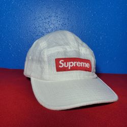 Supreme Linin Camp Cap, White, Red Box Logo