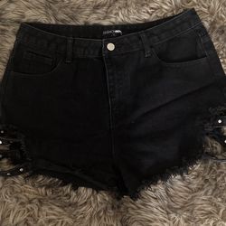 High waisted distress shorts