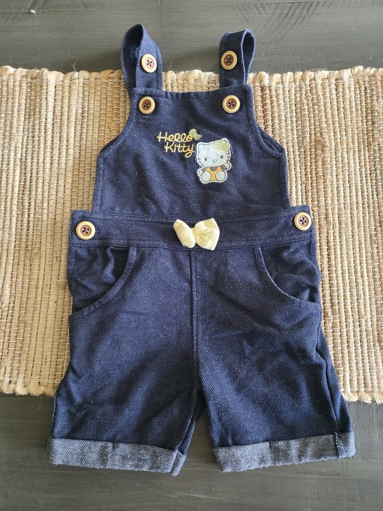 Popees Hello Kitty Embroidered Overalls Infant Sz 6-8 Mos