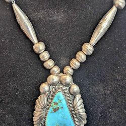 Navajo Sterling Silver Turquoise Necklace – Richard Henry Yazzie (RHY)