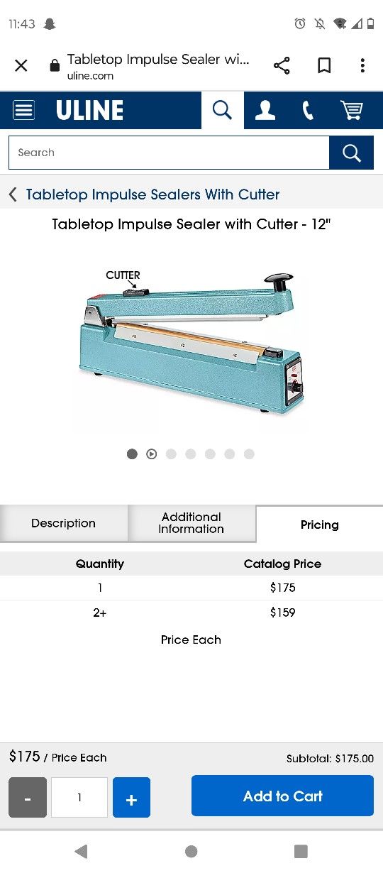 Uline Impulse Sealer 12 Inch H-293