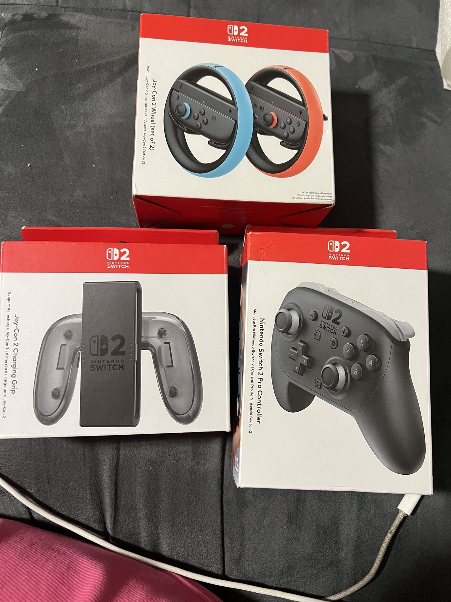 Nintendo Switch 2 Accessory Bundle! Pro Controller; Joy Con 2 Wheel; Joy Con 2 Charging Grip