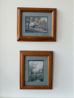 Vintage Framed Country Prints – Set of 2