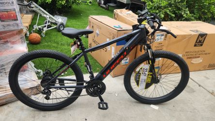 Huffy 27.5" Vertis 36V Electric Mountain Bike, Fits Riders 60"+, Gray, Adult, Unisex