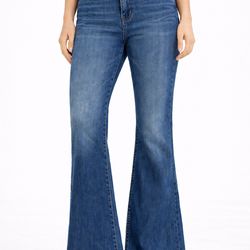 Hollister High-Rise Flare Jeans Womens size 31 Blue Medium Wash Stretch Denim