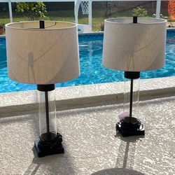 Two Bronze Table Lamps W/ Shades $45