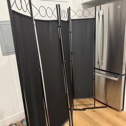Black Room Divider – Folding Privacy Screen (4 Panels)