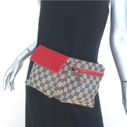 Authentic Gucci GG Monogram Supreme Sherry Web Fanny Bum Waist Belt Crossbody