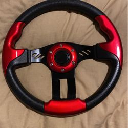 13" Red SteeRing Wheel & 5/6 Hole Hub Adapter for Yamaha Adventurer Golf Cart