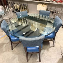 Round Glass Dining Table Set With 4 Chairs