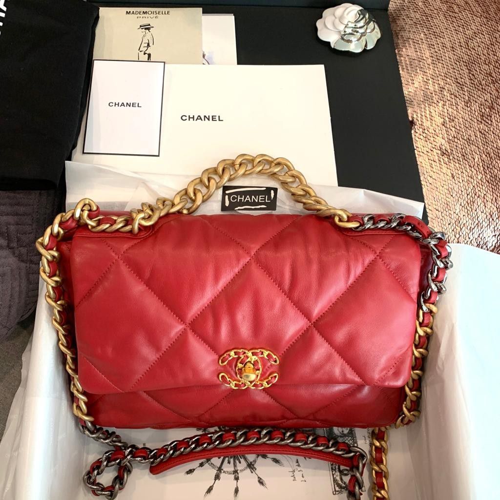 Authentic Chanel 19 large flap bag