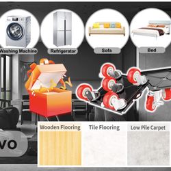 Set 5 Wheels Heavy Duty Furniture Mover Dolly with Silent Rubber Wheels 360° Rotation with Brake NEW CONDITION  