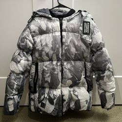 Burberry Puffer Jacket Gray Small Size