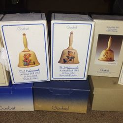 Set Of Mint Condition Goebwl/Hummel Annual Bells And 3 Figurines 