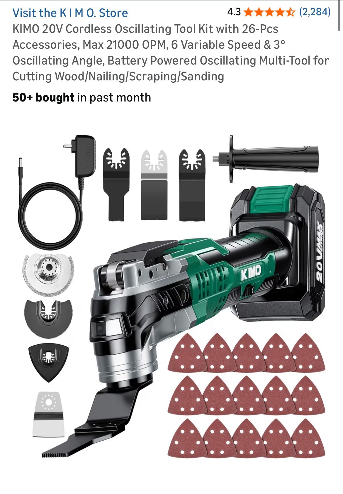 New KIMO 20V Cordless Oscillating Tool Kit with 26-Pcs Accessories