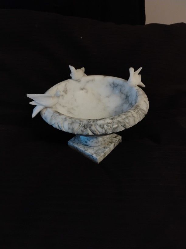 Vintage Italian Alabaster Bird Bath
