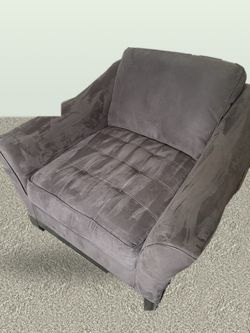 Gray Upholstered Accent Chair + Love Seat