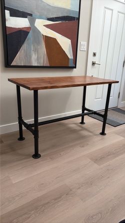 Industrial Wood Desk w/ Black Pipe Frame – 47” x 24”