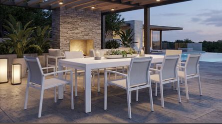 Patio Expandable Dining Table with 6 chairs
