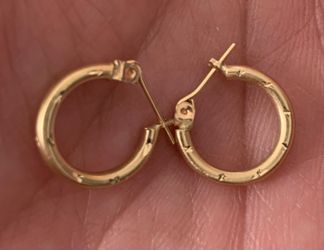 14k yellow gold engraved hoop earrings