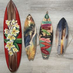 4 Pieces Surfboard Home Decor Art